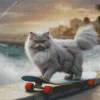 Grey Persian Cat Skating Diamond Painting