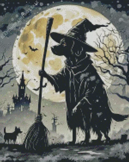 Halloween Dog Silhouette Diamond Painting
