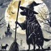 Halloween Dog Silhouette Diamond Painting