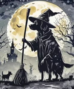 Halloween Dog Silhouette Diamond Painting
