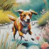 Happy Dog And Butterfly Diamond Painting