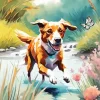 Happy Dog And Butterfly Diamond Painting