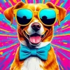 Happy Dog Wearing Glasses Diamond Painting