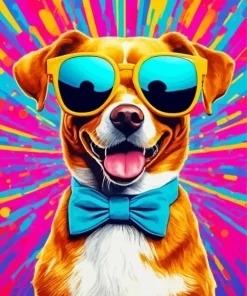 Happy Dog Wearing Glasses Diamond Painting