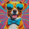 Happy Dog Wearing Glasses Diamond Painting