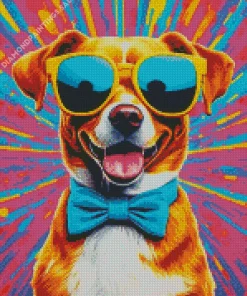 Happy Dog Wearing Glasses Diamond Painting
