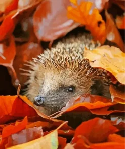 Hedgehog With Leaves Diamond Painting