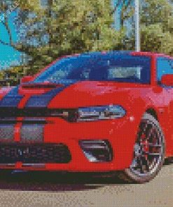 Hellcat Charger Red Diamond Painting