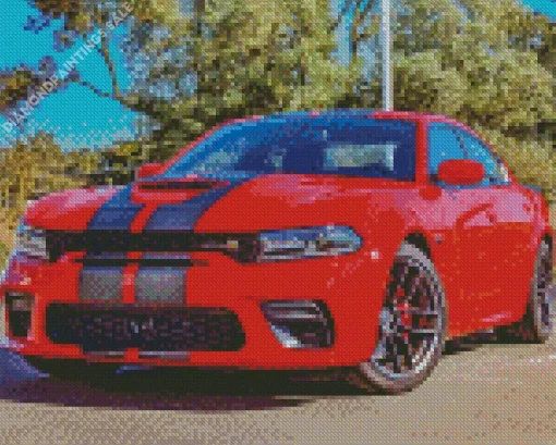 Hellcat Charger Red Diamond Painting
