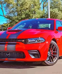 Hellcat Charger Red Diamond Painting