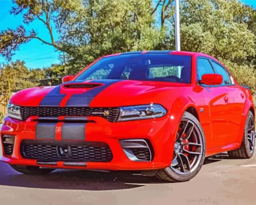 Hellcat Charger Red Diamond Painting