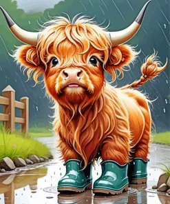Highland Baby Cow Diamond Painting