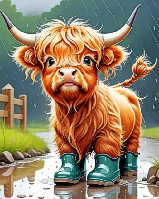 Highland Baby Cow Diamond Painting