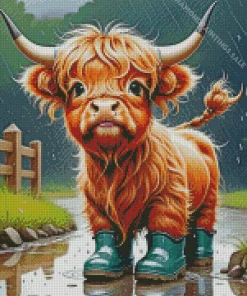 Highland Baby Cow Diamond Painting
