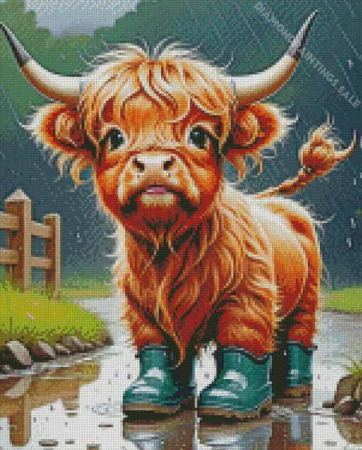 Highland Baby Cow Diamond Painting