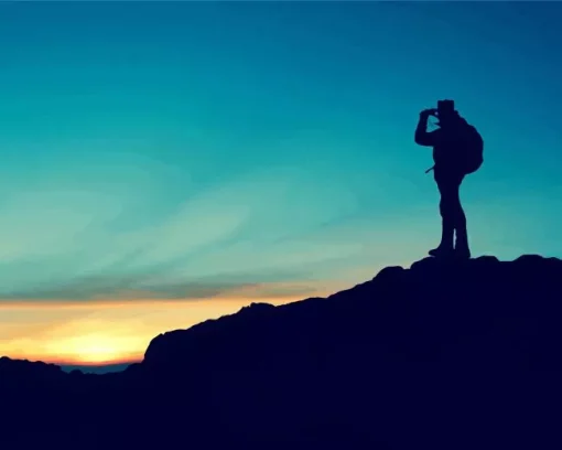 Hiking Man Silhouette Diamond Painting