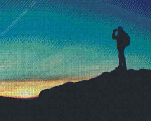 Hiking Man Silhouette Diamond Painting
