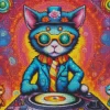 Hippie Dj Cat Diamond Painting