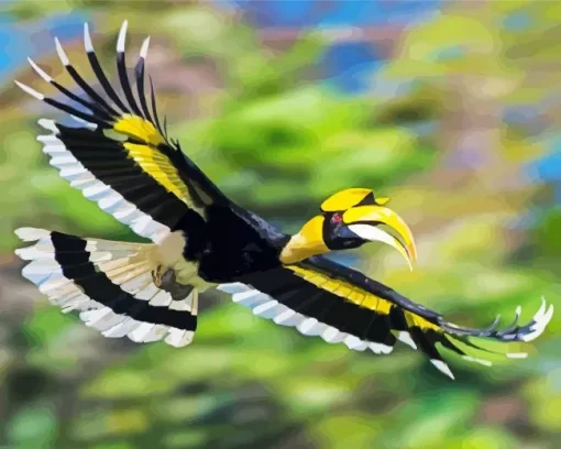 Hornbill Bird Flying Diamond Painting