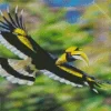 Hornbill Bird Flying Diamond Painting