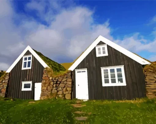 Iceland Farmhouses Diamond Painting