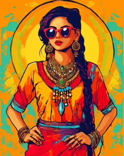 Indian Girl Pop Art Diamond Painting