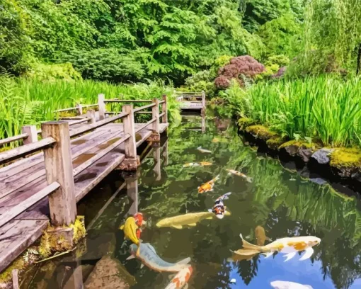 Koi Fishes Pond Diamond Painting