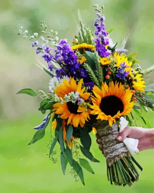 Lavenders And Sunflowers Diamond Painting