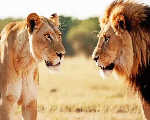 Lion And Lioness Diamond Painting