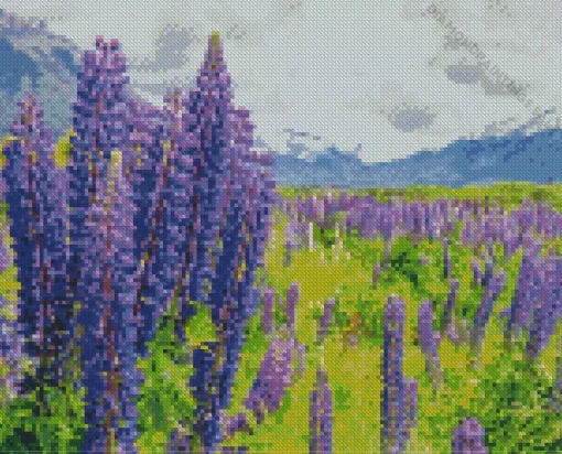 Lupine Flowers Field Diamond Painting