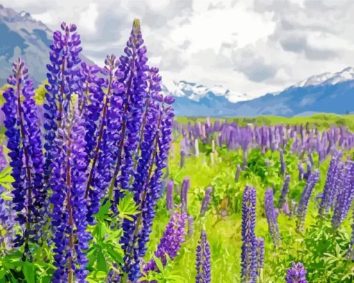 Lupine Flowers Field Diamond Painting