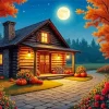 Moon Log Cabin Diamond Painting
