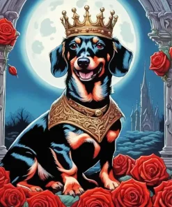 Night Dog With A Crown Diamond Painting