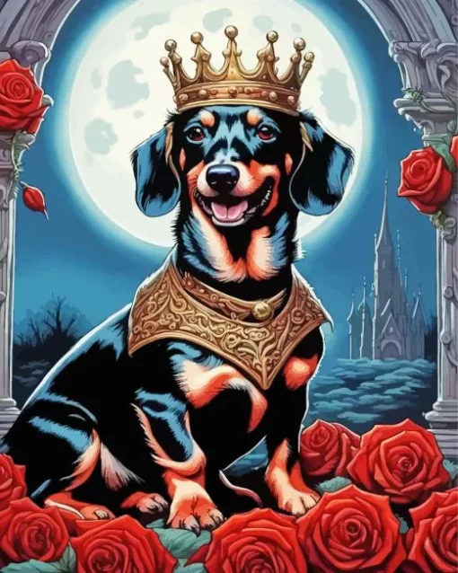 Night Dog With A Crown Diamond Painting
