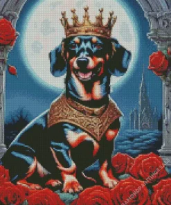 Night Dog With A Crown Diamond Painting