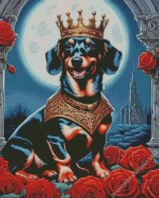 Night Dog With A Crown Diamond Painting