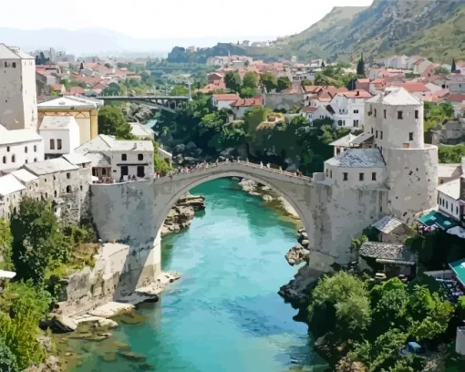 Old Mostar Bridge Diamond Painting