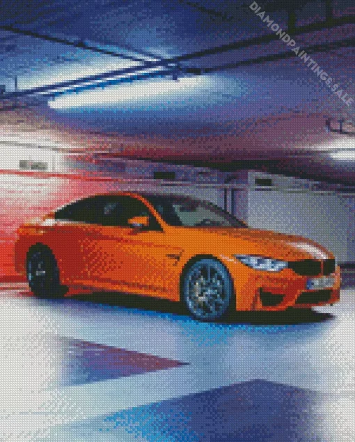 Orange BMW Lava Diamond Painting