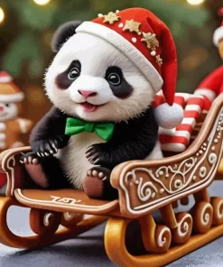 Panda Celebrating Christmas Diamond Painting