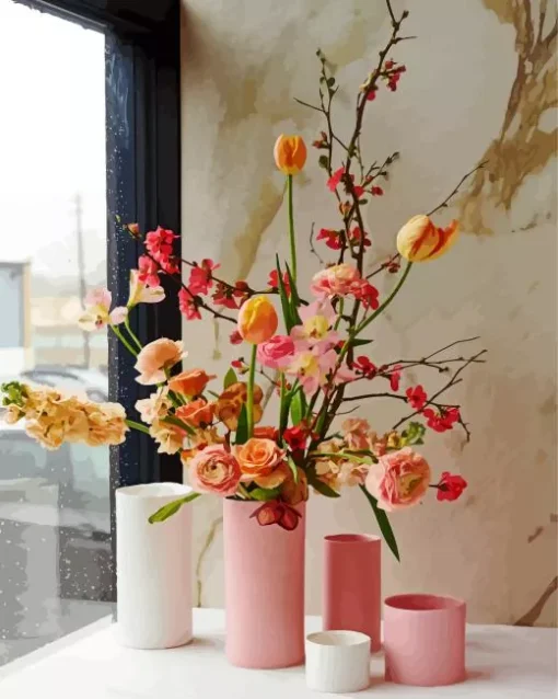 Pink Ceramic Vases Diamond Painting