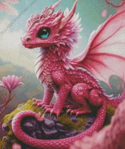 Pink Little Dragon Diamond Painting