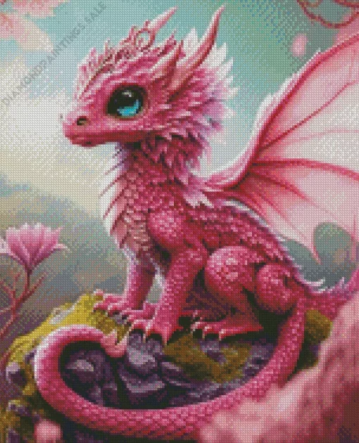 Pink Little Dragon Diamond Painting