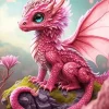Pink Little Dragon Diamond Painting