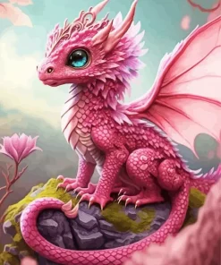Pink Little Dragon Diamond Painting