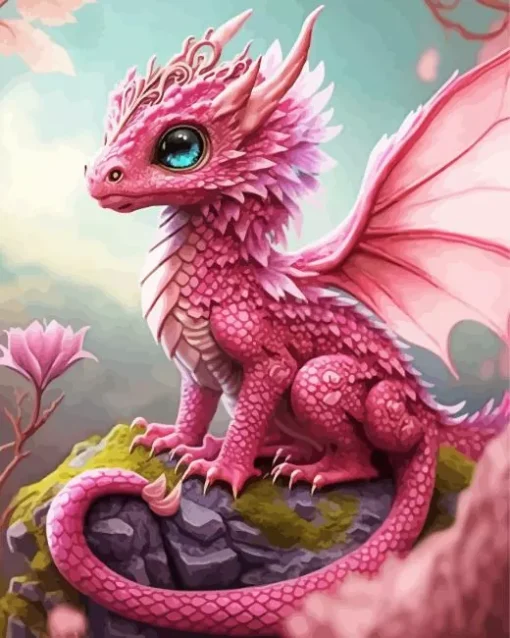Pink Little Dragon Diamond Painting