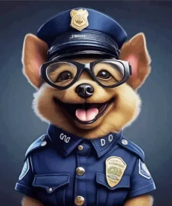 Police Dog Wearing Glasses Diamond Painting
