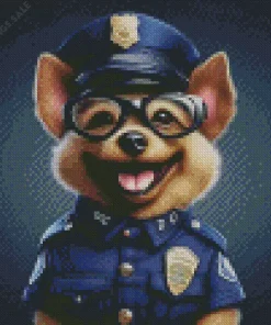 Police Dog Wearing Glasses Diamond Painting