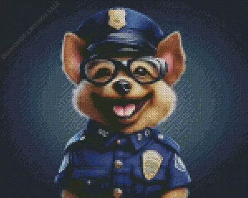 Police Dog Wearing Glasses Diamond Painting