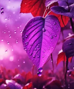 Purple Leave Water Drops Diamond Painting
