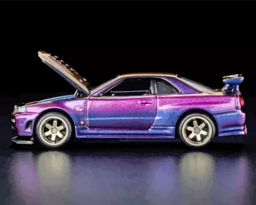 Purple Nissan GTR Car Diamond Painting